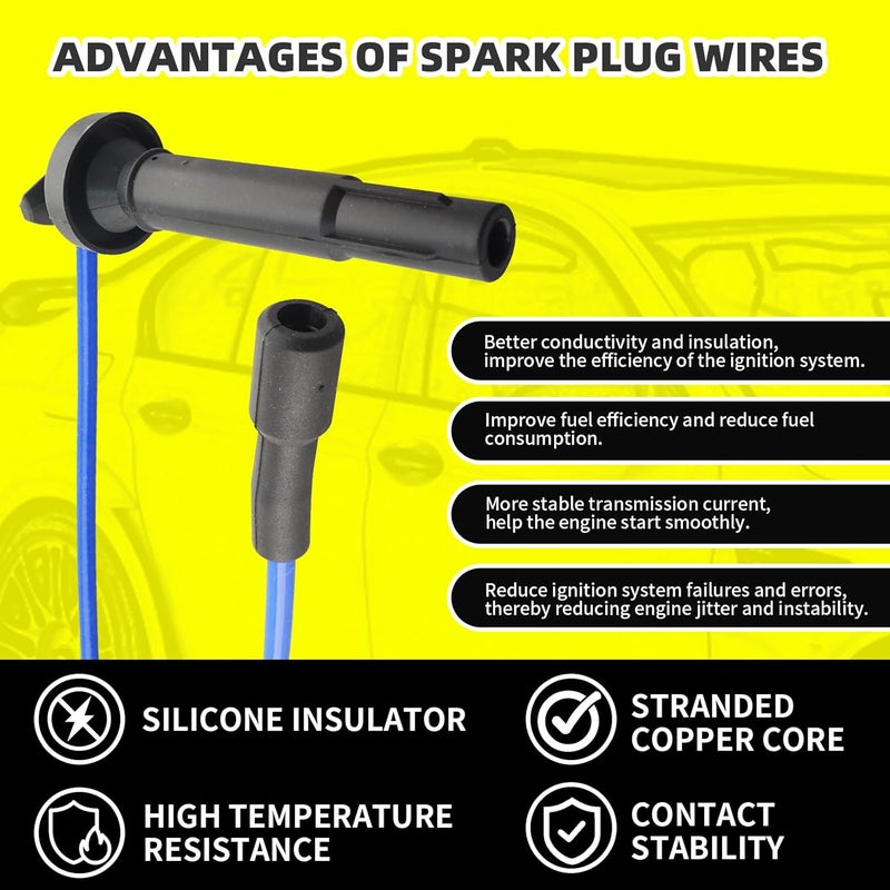MOAUTO Set of 4 PCS Iridium Spark Plugs SOA430Q119 8691 RC-FX58 671-4246 with Wire Set Compatible with Subaru Forester Outback Subaru Legacy Impreza - H4 2.5L - Image 4
